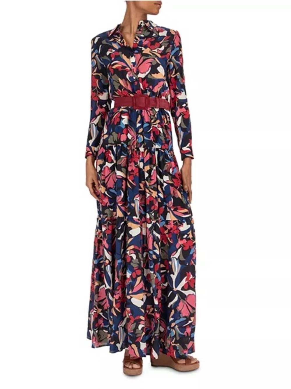 BA&SH‎ Cora Floral Maxi Shirt Dress Long Sleeve Shirt Dress Womens Size 2 / US M